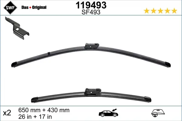 Lamela stergator fata (2 buc) Visioflex 650 430mm potrivit DS DS 9; VOLVO EX30; BMW 2 (U06); CUPRA FORMENTOR; PEUGEOT 508 II 09.18-