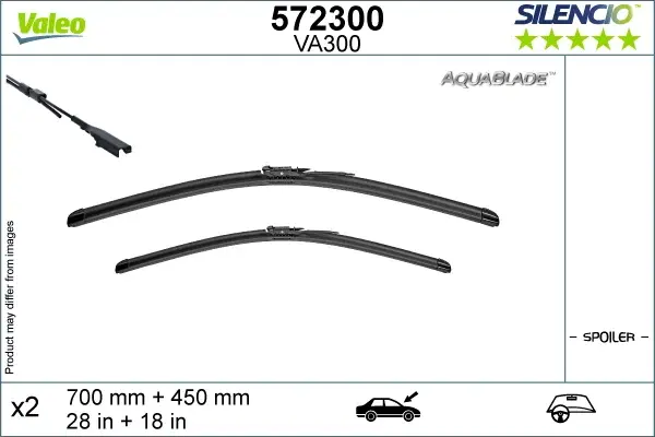 Lamela stergator fata cu spoiler (2pcs) AquaBlade 700 450mm potrivit TESLA MODEL X 09.15-