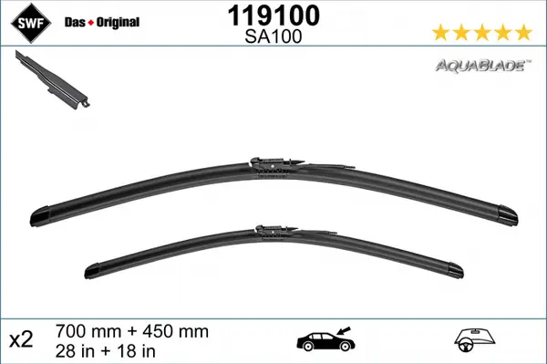 Lamela stergator fata cu spoiler (2pcs) AquaBlade 700 450mm potrivit TESLA MODEL X 09.15-