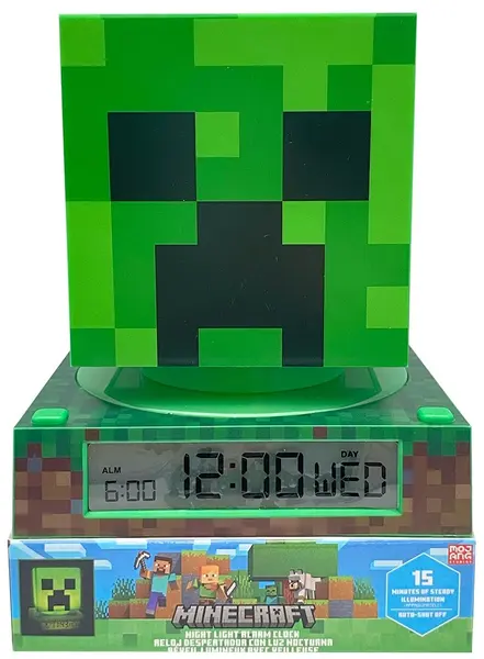 Lampă 3D cu ceas cu alarmă Kids Euroswan Minecraft