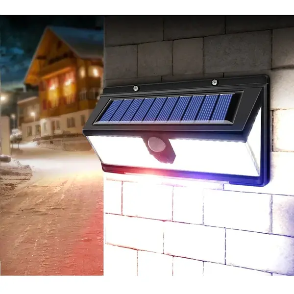 Lampa cu incarcare solara, CL-S190, 190 x LED SMD, 18 leduri rosii/albastre, 4 moduri de functionare, senzor de miscare/amurg/stare de veghe, Negre