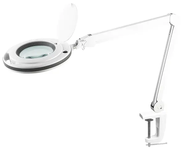 Lampa cu lupa de 5 dioptrii, 10W, 730 lm, 6500K, clema metalica, brat reglabil, Rebel NAR0461-2
