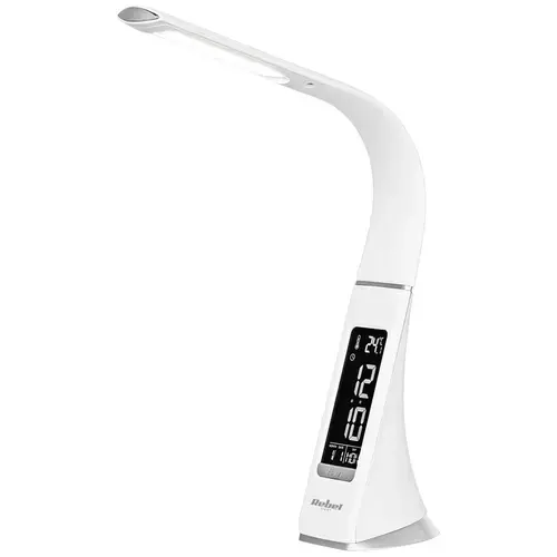 Lampa de birou cu LED Rebel, 7 W, reglare intensitate si culoare, temperatura, data si ceas (Alb)