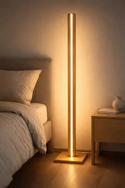 Lampa de podea din stejar masiv , LED smart dimabil, control prin aplicatie handmade