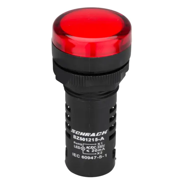 Lampa de semnalizare cu LED, monobloc, 230V-AC DC, rosu, SCHRACK BZ501215-B