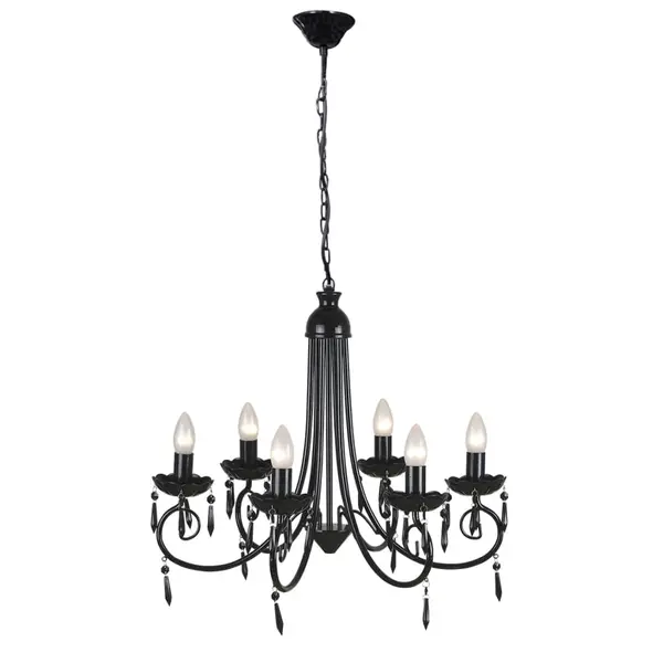 Lampa de tavan candelabru elegant negru 6 fasunguri pentru becuri