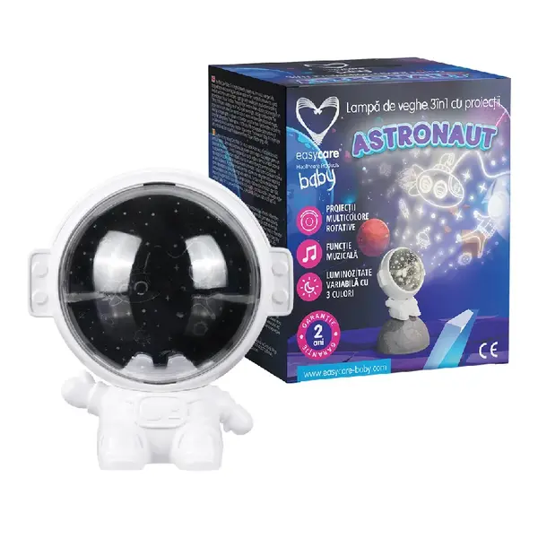 Lampa de veghe 3 in 1 cu proiectii Astronaut, EasyCare Baby