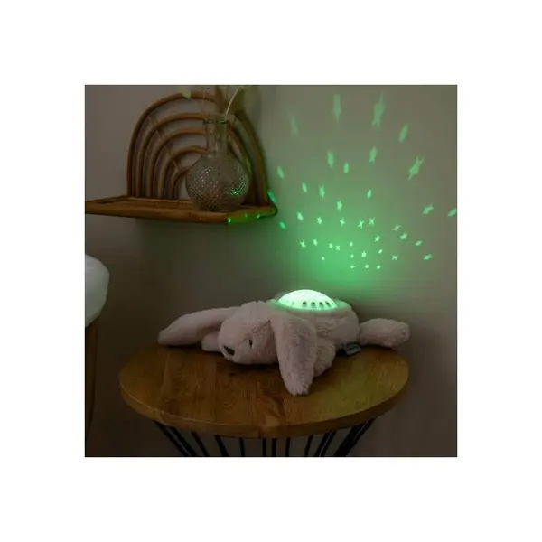 Lampa de veghe Nattou cu proiectii, melodii si sunete albe 22x25x9 cm Iepuras bej