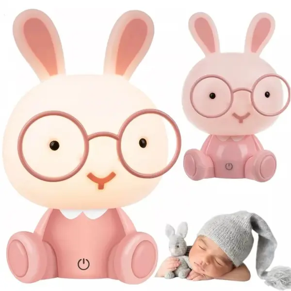 Lampa de veghe pentru copii Iepuras Pink 23 cm