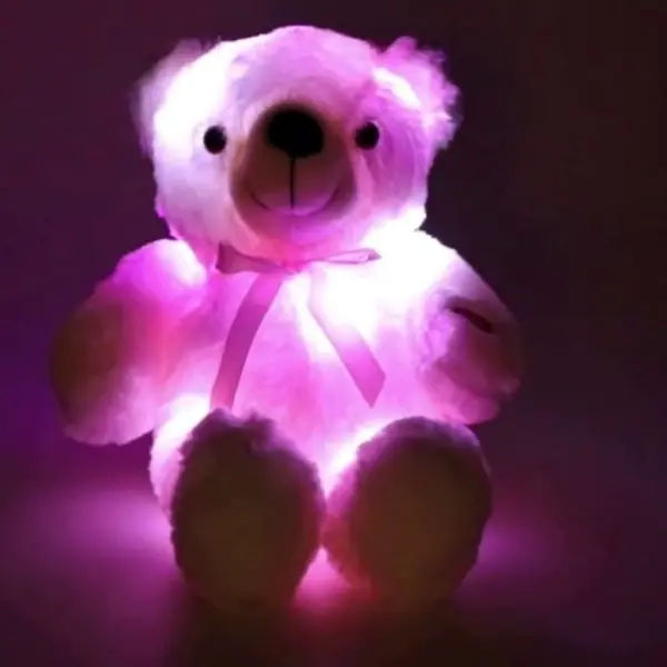Lampa de veghe ursulet din plus, led-uri multicolore, alimentare baterii