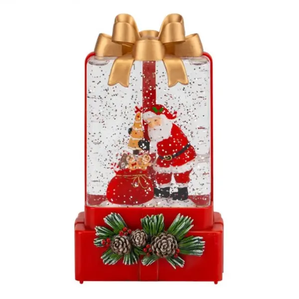 Lampa decorativa Craciun cu lumina si muzica Mos Craciun sau Om de zapada „Fundita festiva”, 18 cm
