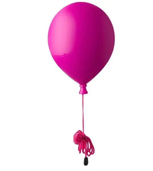 Lampa decorativa de perete pentru camera copiilor, Design Balon cu snur, Roz