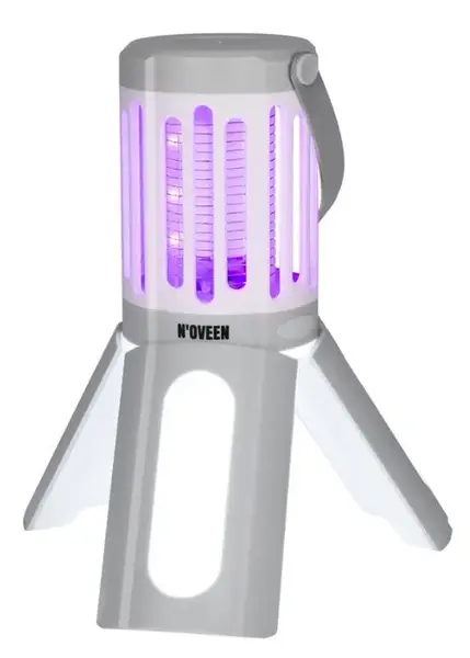 Lampa electrica anti-insecte Noveen IKN833 White Grey, LED UV, 6W, 1000 V, portabil (3 x AA), IPX4 (Alb/Gri)