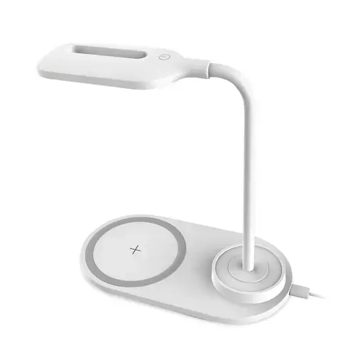 Lampa Led 3W de birou, Platinet 45247, cu incarcator Qi wireless 5W, brat reglabil, 3 nivele de iluminare, USB tip C (Alb)