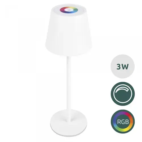 Lampa LED de masa Samus SLV360-300LM-3W-3000K+RGB+DIMMER, 3 W, 300 LM, Clasa energetica F, Temperatura de culoare 3000K, Grad de protectie IP44, Functii Dimmare, RGB, Alb