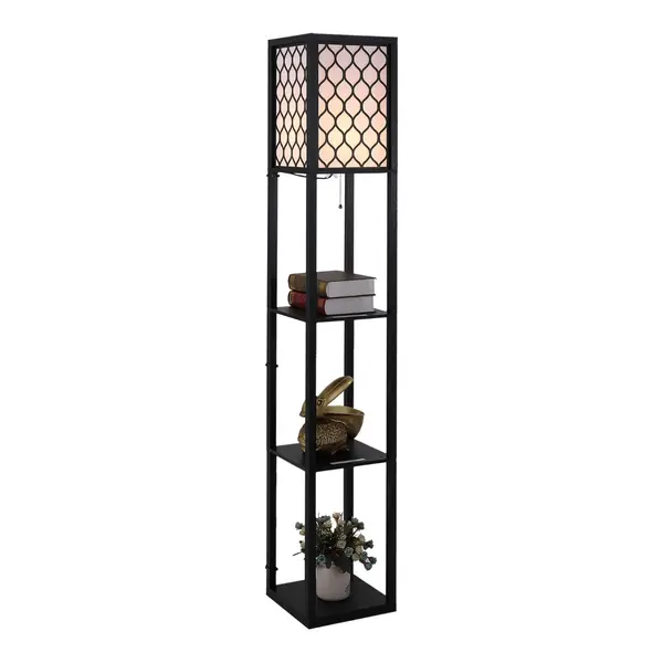 Lampa moderna HOMCOM cu rafturi, lampa de sol neagra | Aosom Romania