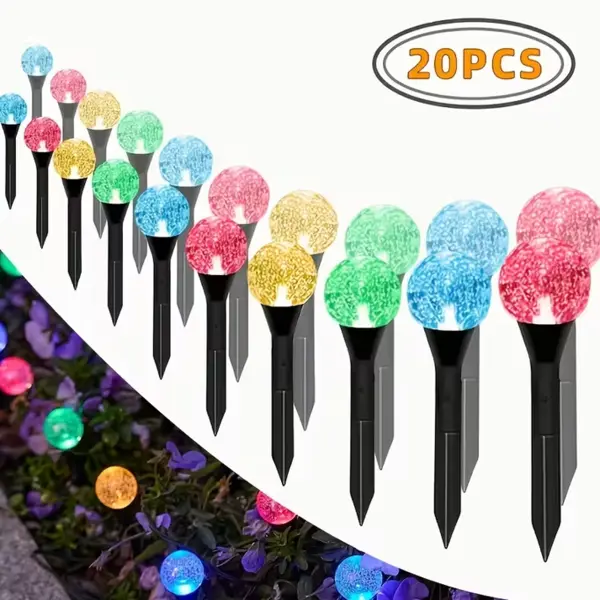 Lampa solara gradina cu 20 bulbi LED, Waterproof, Multicolor
