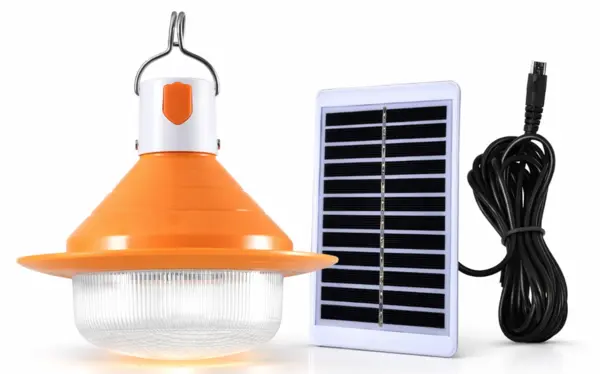 Lampa solara pentru camping UFO cu bec si panou solar iluminare LED cu senzor de lumina