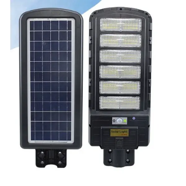 Lampa Solara Stradala, Dreptunghiulara 600W cu 12 Celule Telecomanda si Suport Metalic, Lumina Puternica