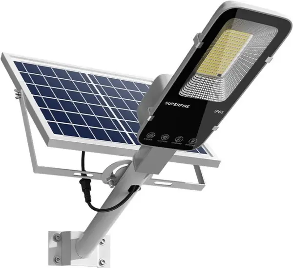 lampa solara stradala led superfire ff5-c, panou solar, telecomanda, 263w, 1200lm, 15000mah