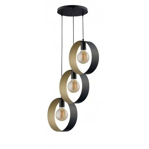 Lampă suspendată GLOSSY 3L - Negru/Gold
