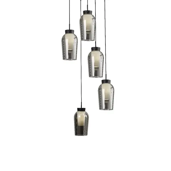 Lampa suspendata NORMAD 5 - Negru/Marmura