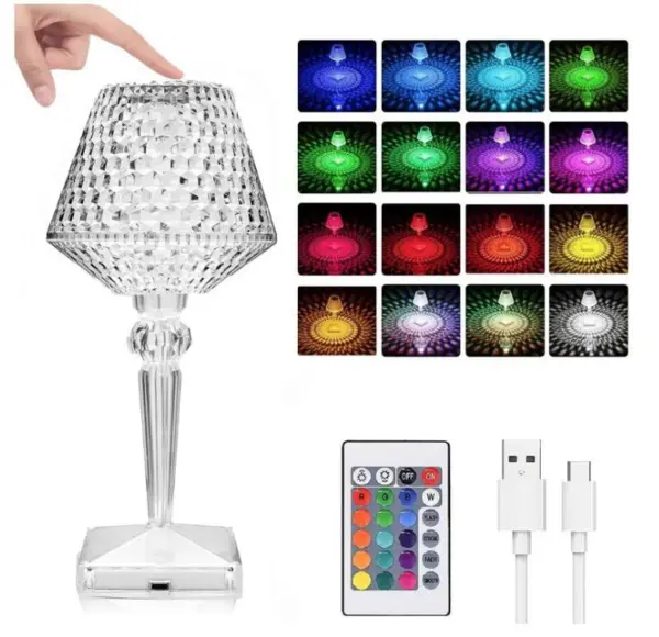 Lampa tip veioza mod tactil de schimbare a culorii control prin telecomanda 16 culori