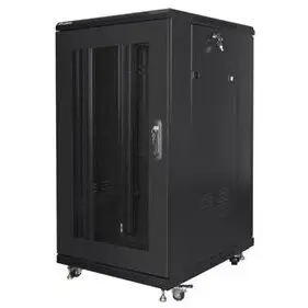 LANBERG Cabinet Lanberg Rack 19 cu rafturi 22U/600X800 (pachet plat) cu usa cu plasa, Negru
