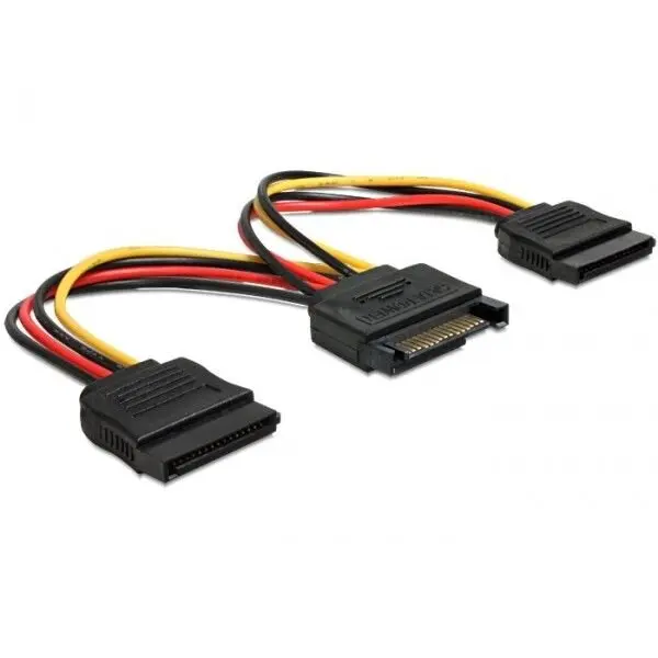 LANBERG Cablu alimentare SATA la 2 x SATA 15 cm, splitter sata, CA-SASA-10CU-0015
