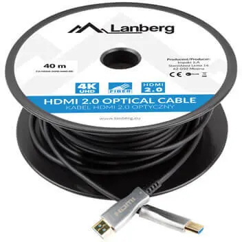 LANBERG Cablu HDMI 40m prin fibra optica, 4K, CA-HDMI-20FB-0400-BK