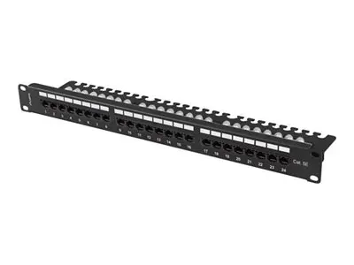 Lanberg Patch Panel 24 Porturi, 1U 19 , Cat.5e UTP, cu Organizator, Negru