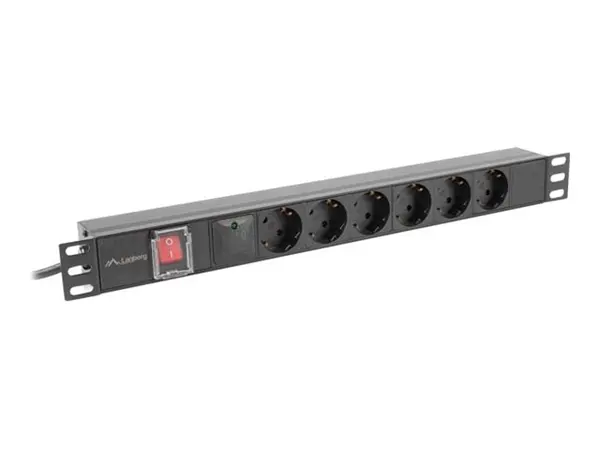 LANBERG PDU 06F 0200 BK - PDU 19 1U, 6 Schuko, 16A, 2m