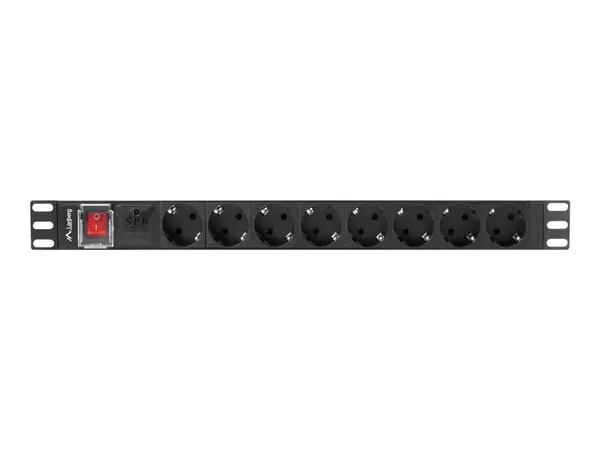 Lanberg PDU 08F 0200 BK - PDU 19 1U, 16A, 8 Schuko, 2m, Protectii, Negru