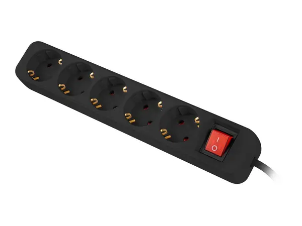 Lanberg Power Strip 5x Schuko, 1.5m, Circuit Breaker, Negru