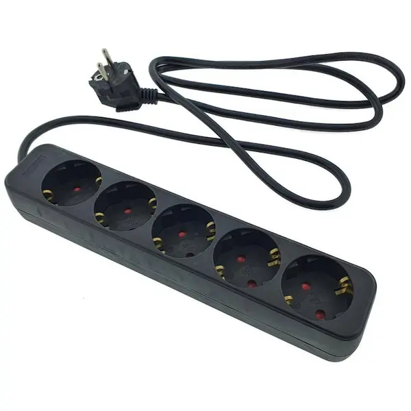 LANBERG Prelungitor cu 5 prize schuko, Lanberg PS0-05F-0150-BK, lungime 1.5 m, Negru
