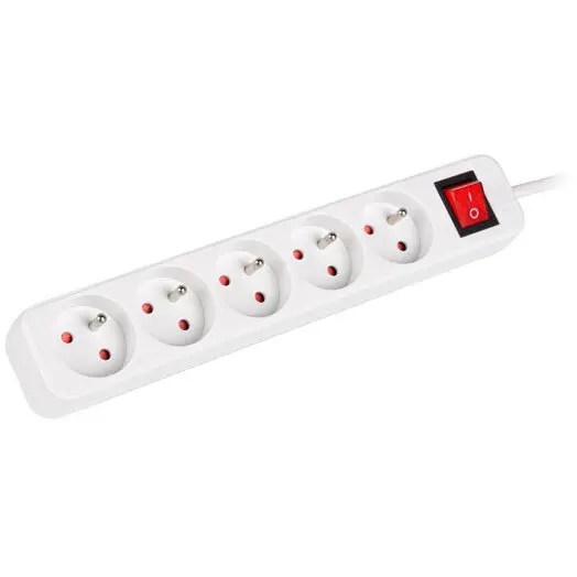 LANBERG Prelungitor Lanberg, 3m, Alb, 5 Prize, cu intrerupator