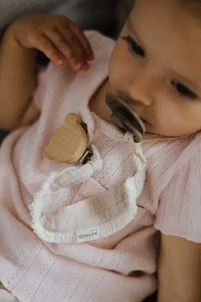Lant cu clips pentru suzeta Boho gri Sleepee