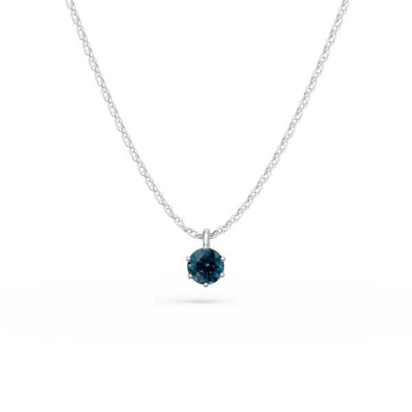 Lant cu pandantiv din aur alb cu diamant albastru de 0.3ct