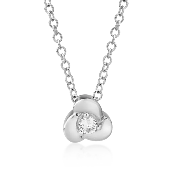 Lant cu pandantiv din aur alb cu diamant de 0.041ct
