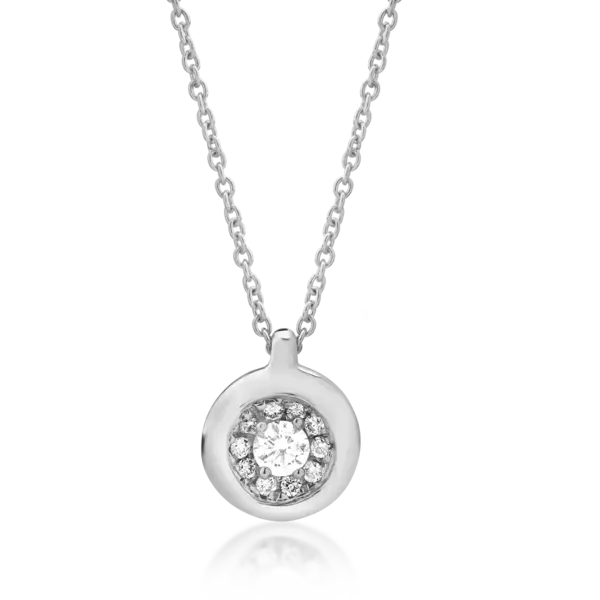 Lant cu pandantiv din aur alb cu diamant de 0.05ct si diamante de 0.03ct