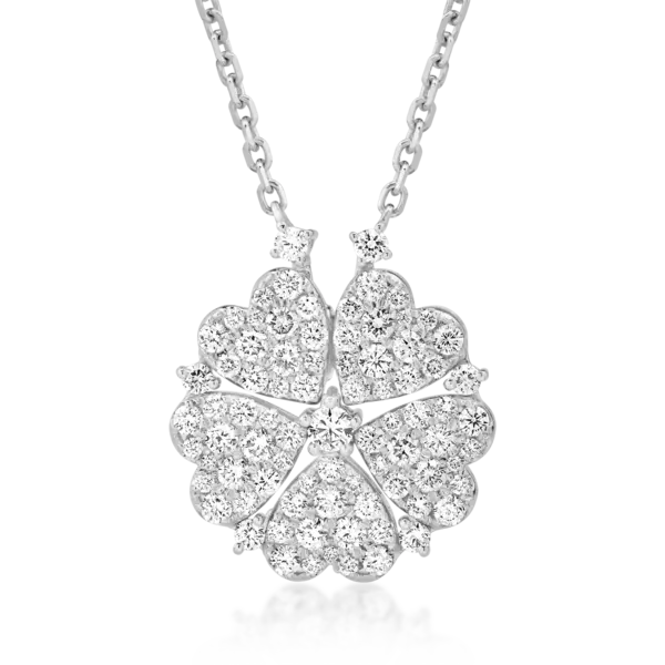 Lant cu pandantiv din aur alb cu diamant de 0.09ct si diamante de 1.72ct