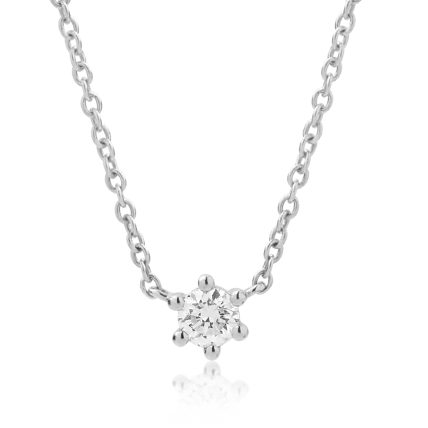 Lant cu pandantiv din aur alb cu diamant de 0.14ct