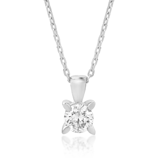 Lant cu pandantiv din aur alb cu diamant de 0.15ct