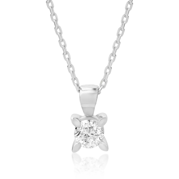 Lant cu pandantiv din aur alb cu diamant de 0.25ct