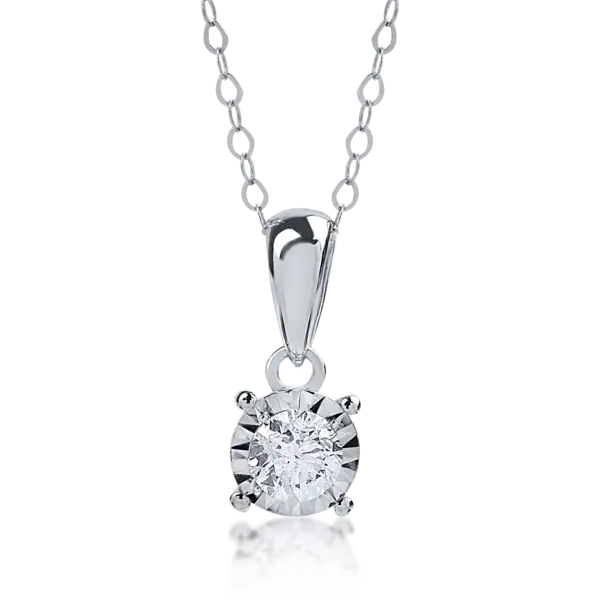 Lant cu pandantiv din aur alb cu diamant de 0.2ct