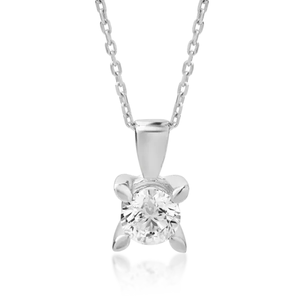 Lant cu pandantiv din aur alb cu diamant de 0.4ct