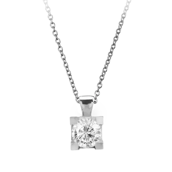 Lant cu pandantiv din aur alb cu diamant de 0.4ct