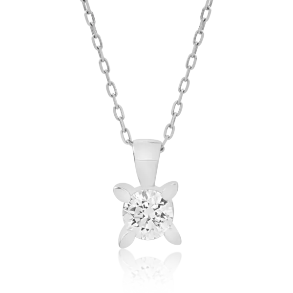 Lant cu pandantiv din aur alb cu diamant de 0.5ct