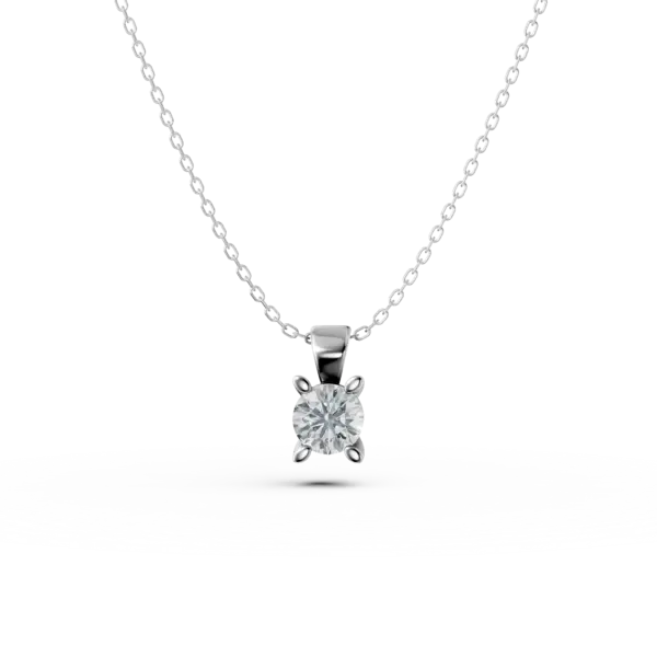 Lant cu pandantiv din aur alb cu diamant de 0.5ct