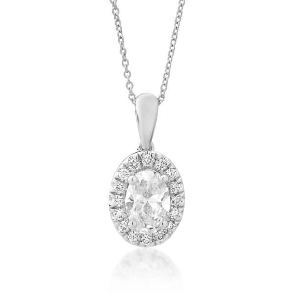 Lant cu pandantiv din aur alb cu diamant de 0.6ct si diamante de 0.123ct